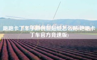 跑跑卡丁车手游创世贴纸怎么贴(跑跑卡丁车官方竞速版)
