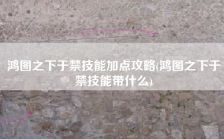 鸿图之下于禁技能加点攻略(鸿图之下于禁技能带什么)