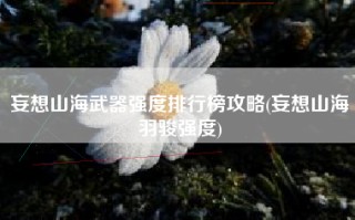 妄想山海武器强度排行榜攻略(妄想山海羽骏强度)