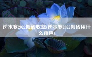 逆水寒2022搬砖收益(逆水寒2022搬砖用什么角色)