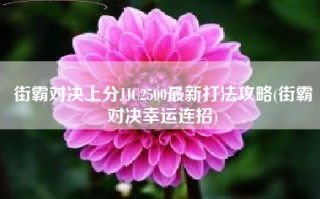 街霸对决上分JJC2500最新打法攻略(街霸对决幸运连招)