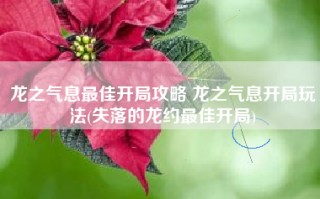 龙之气息最佳开局攻略 龙之气息开局玩法(失落的龙约最佳开局)