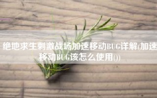 绝地求生刺激战场加速移动BUG详解(加速移动BUG该怎么使用())