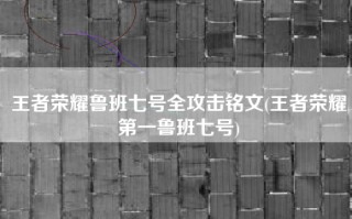 王者荣耀鲁班七号全攻击铭文(王者荣耀第一鲁班七号)