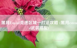 黑月Extend竞速区域一打法攻略 (黑月extend武装搭配)