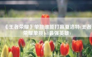 《王者荣耀》单挑谁能打赢夏洛特(王者荣耀单挑1v1最强英雄)