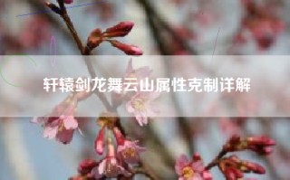 轩辕剑龙舞云山属性克制详解