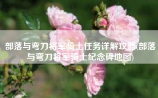 部落与弯刀将军骑士任务详解攻略(部落与弯刀将军骑士纪念碑地图)