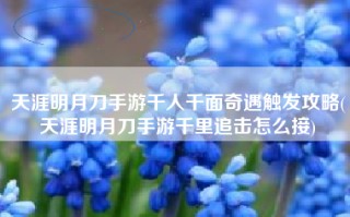天涯明月刀手游千人千面奇遇触发攻略(天涯明月刀手游千里追击怎么接)