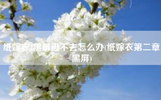 纸嫁衣4黑屏进不去怎么办(纸嫁衣第二章黑屏)