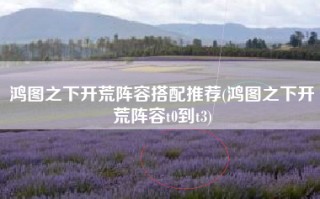 鸿图之下开荒阵容搭配推荐(鸿图之下开荒阵容t0到t3)