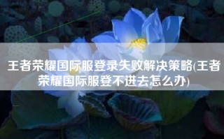 王者荣耀国际服登录失败解决策略(王者荣耀国际服登不进去怎么办)