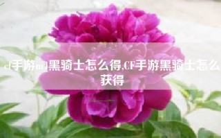 cf手游m4黑骑士怎么得,CF手游黑骑士怎么获得