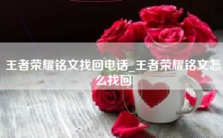 王者荣耀铭文找回电话_王者荣耀铭文怎么找回