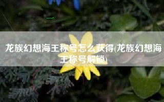 龙族幻想海王称号怎么获得(龙族幻想海王称号解锁)