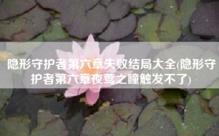 隐形守护者第六章失败结局大全(隐形守护者第六章夜莺之瞳触发不了)