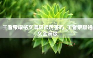 王者荣耀铭文满级很厉害吗_王者荣耀铭文全满级