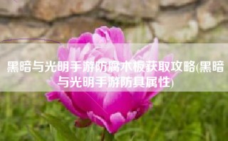 黑暗与光明手游防腐木板获取攻略(黑暗与光明手游防具属性)