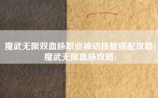 魔武无限双血脉职业被动技能搭配攻略(魔武无限血脉攻略)