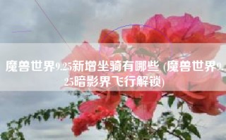魔兽世界9.25新增坐骑有哪些 (魔兽世界9.25暗影界飞行解锁)
