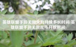 英雄联盟手游无限火力持续多长时间(英雄联盟手游无限乱斗开放时间)
