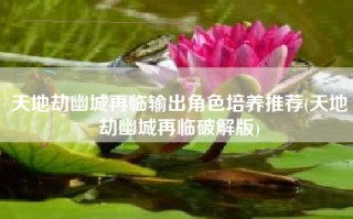 天地劫幽城再临输出角色培养推荐(天地劫幽城再临破解版)
