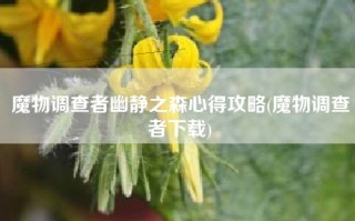 魔物调查者幽静之森心得攻略(魔物调查者下载)