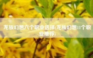 龙族幻想六个职业选择(龙族幻想11个职业推荐)