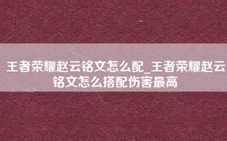 王者荣耀赵云铭文怎么配_王者荣耀赵云铭文怎么搭配伤害最高