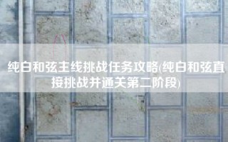 纯白和弦主线挑战任务攻略(纯白和弦直接挑战并通关第二阶段)