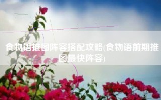 食物语推图阵容搭配攻略(食物语前期推图最快阵容)
