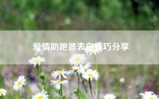 爱情助跑器表白技巧分享