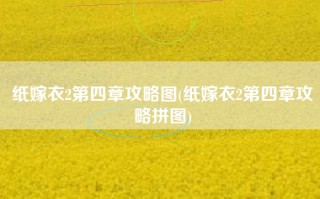 纸嫁衣2第四章攻略图(纸嫁衣2第四章攻略拼图)