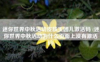 迷你世界中秋活动皮肤玉团儿激活码 (迷你世界中秋活动为什么页面上没有激活码)