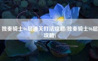 独奏骑士96层通关打法攻略(独奏骑士96层攻略)