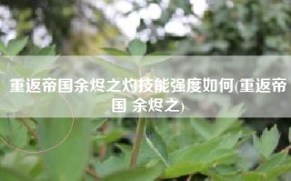 重返帝国余烬之灼技能强度如何(重返帝国 余烬之)