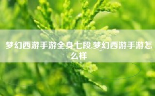 梦幻西游手游全身七段,梦幻西游手游怎么样