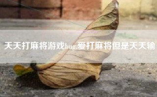天天打麻将游戏bug,爱打麻将但是天天输