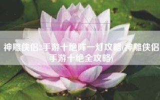 神雕侠侣2手游十绝阵一灯攻略(神雕侠侣手游十绝全攻略)