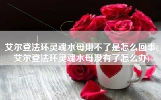 艾尔登法环灵魂水母用不了是怎么回事(艾尔登法环灵魂水母没有了怎么办)