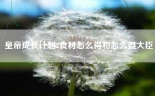 皇帝成长计划2食材怎么得和怎么娶大臣