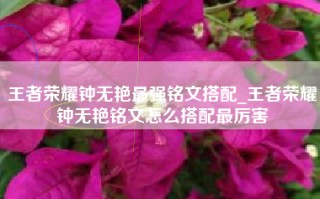 王者荣耀钟无艳最强铭文搭配_王者荣耀钟无艳铭文怎么搭配最厉害