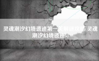 灵魂潮汐幻境遗迹第一关解谜攻略(灵魂潮汐幻境遗迹5)