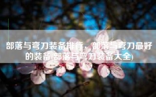 部落与弯刀装备排行，部落与弯刀最好的装备(部落与弯刀装备大全)