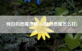 纯白的恶魔攻略(dnf纯白恶魔怎么打)
