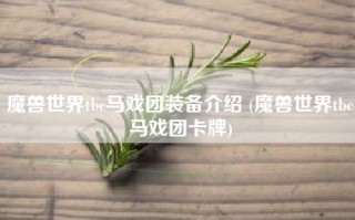 魔兽世界tbc马戏团装备介绍 (魔兽世界tbc马戏团卡牌)