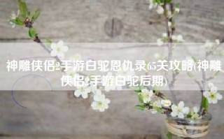 神雕侠侣2手游白驼恩仇录65关攻略(神雕侠侣2手游白驼后期)