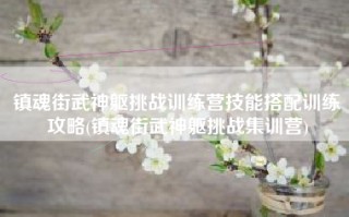 镇魂街武神躯挑战训练营技能搭配训练攻略(镇魂街武神躯挑战集训营)