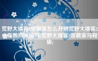 荒野大镖客2收藏家怎么开附荒野大镖客2PC版断网能玩吗(荒野大镖客2收藏家马鞍袋)