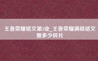 王者荣耀铭文第5业_王者荣耀满级铭文要多少碎片